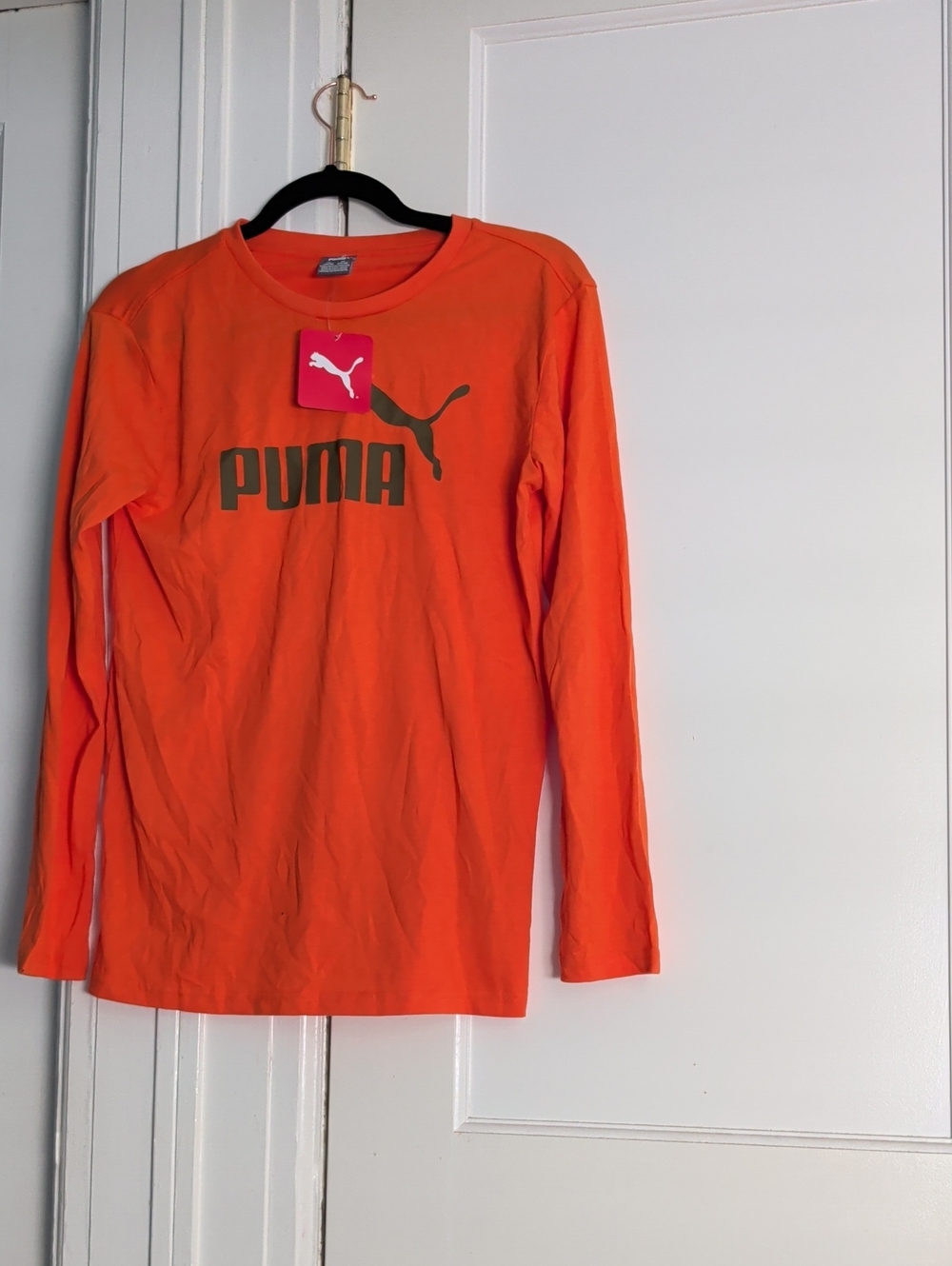 Puma Orange Long-Sleeve Logo Tee for Kids